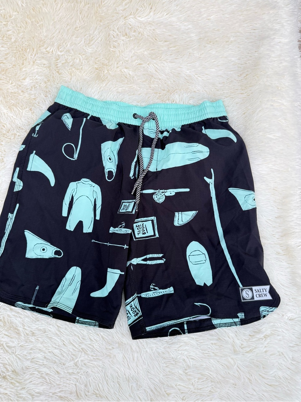 Salty Crew Mint Green Elastic Waist Swim Shorts